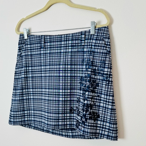 Nike Disney Golf Dri-Fit Blue & White Plaid Skort Floral skirt Athletic - Picture 5 of 10